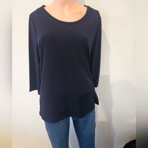 Navy Susan Graver 3/4 Sleeve Sz. Med.